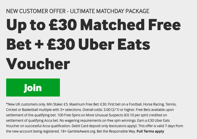 Get a 30-pent bet + 30 pounds Eats code with Betway for EPL